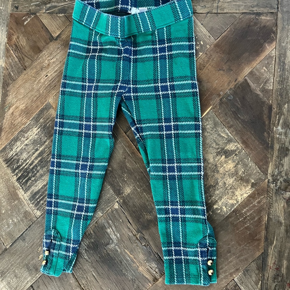 Janie and Jack plaid Green and Blue Kids Leggings size 3